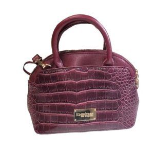 BEBE Shoulder Bag Handbag Purse Burgundy Red Faux Croc leather 10" x 8"